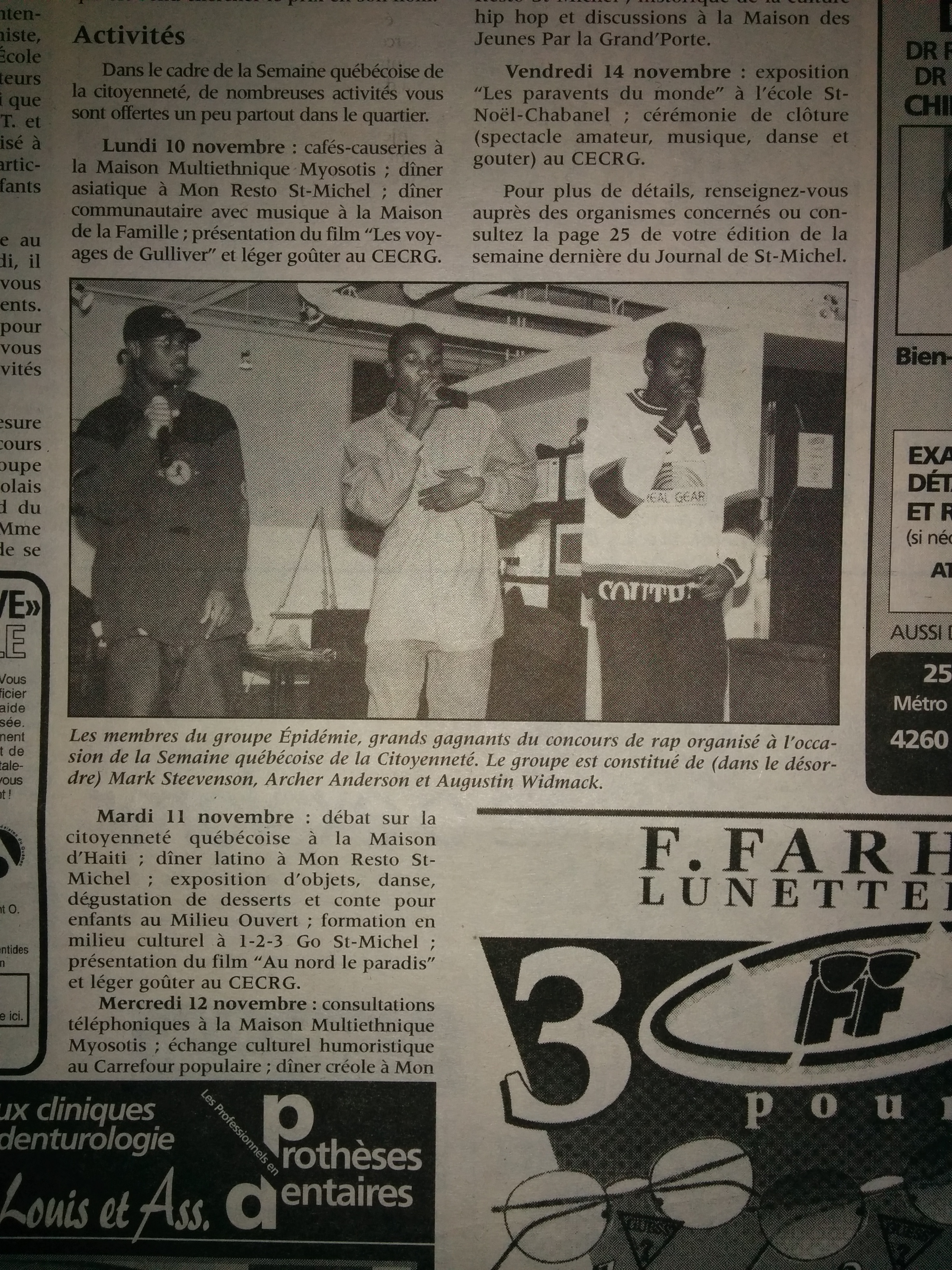 Épidémie novembre 1997_Journal de St-Michel