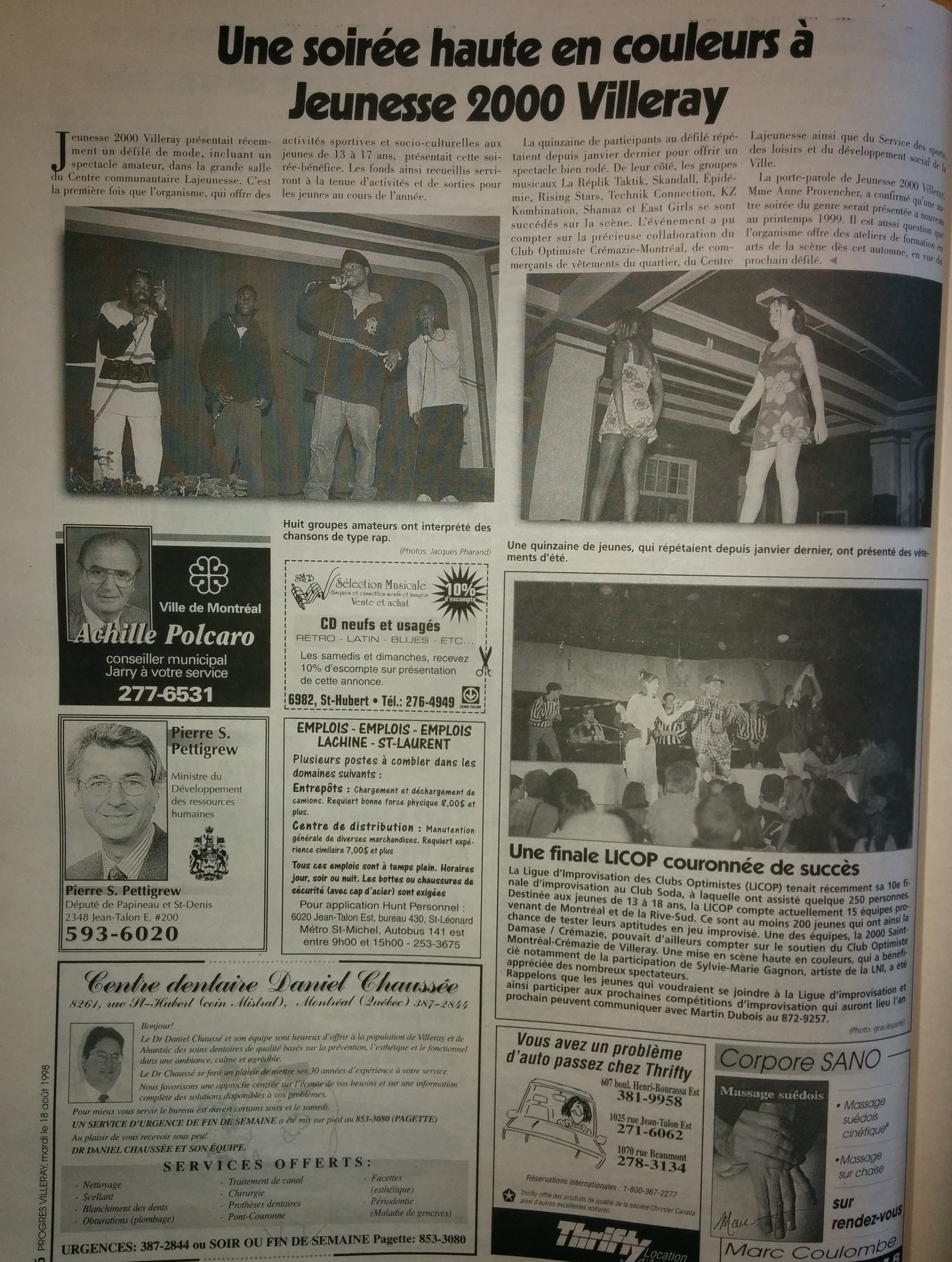 SHOW RAP VILLERAY 18 AOÛT 1998